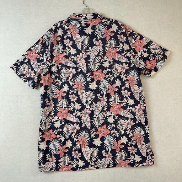Apt 9 Shirt Mens 3XLT Polo Hawaiian Blue Pink Floral Knit Short Sleeves Collar - Picture 6 of 8